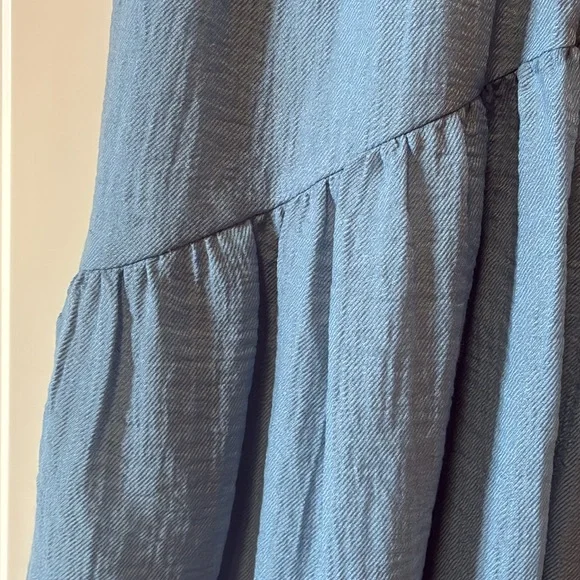 NWT Vince Medium Dusty Blue Gauze Tiered V-Neck Sleeveless Dress (ABBA) - Picture 6 of 16